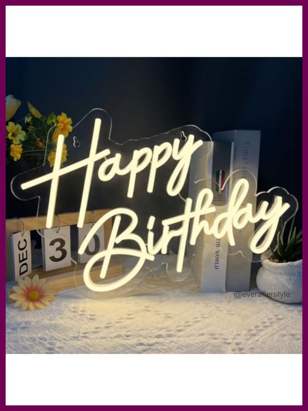 Happy Birthday Neon Sign 17x12 Inch LED Light Sign for Party Wall Decor